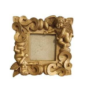 Vintage Victorian Style Picture Photo Frame Taiwan Cupids Angels Cherubs Gold 3D